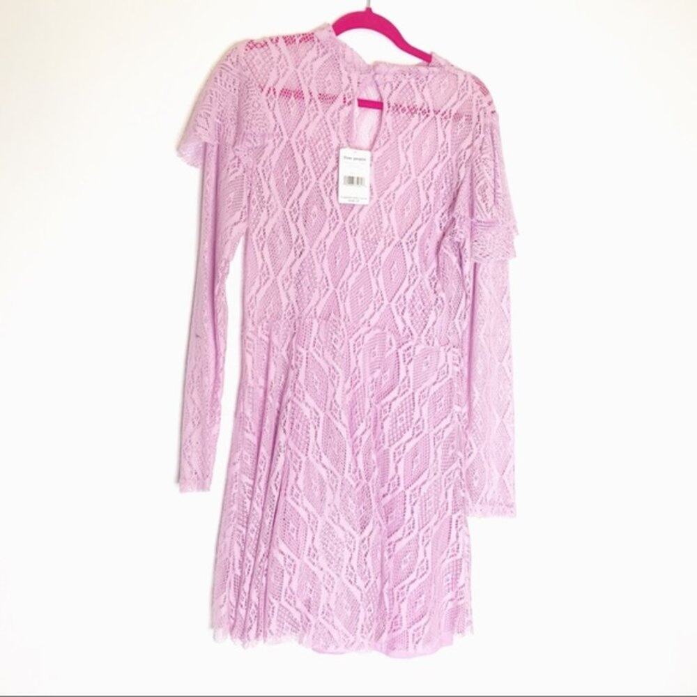 Free People Lilac Lace Ruffle Mini Dress - Picture 6 of 7